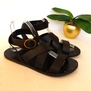 Beek black leather sandals